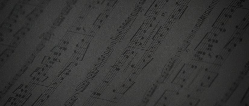 grey gradient with sheet music