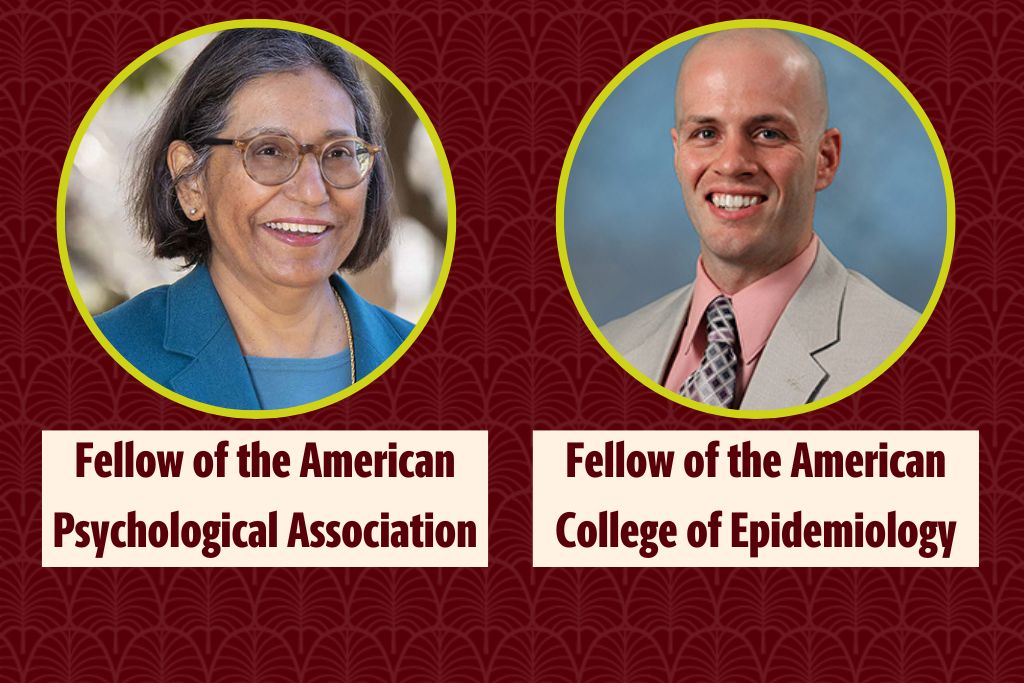 Bernie Pinto, associate dean for Research, Health Sciences Endowed Professor, and co-director of Cancer Survivorship Center was selected as a American Psychological Association Fellow. 
Michael Wirth, assistant professor was accepted as a Fellow into the American College of Epidemiology. 