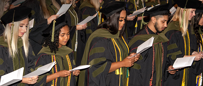 Graduates at ceremony