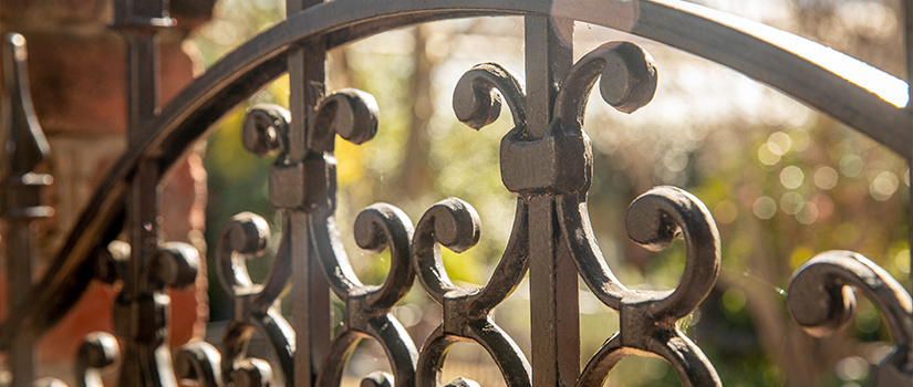 Close-up image of iron gates