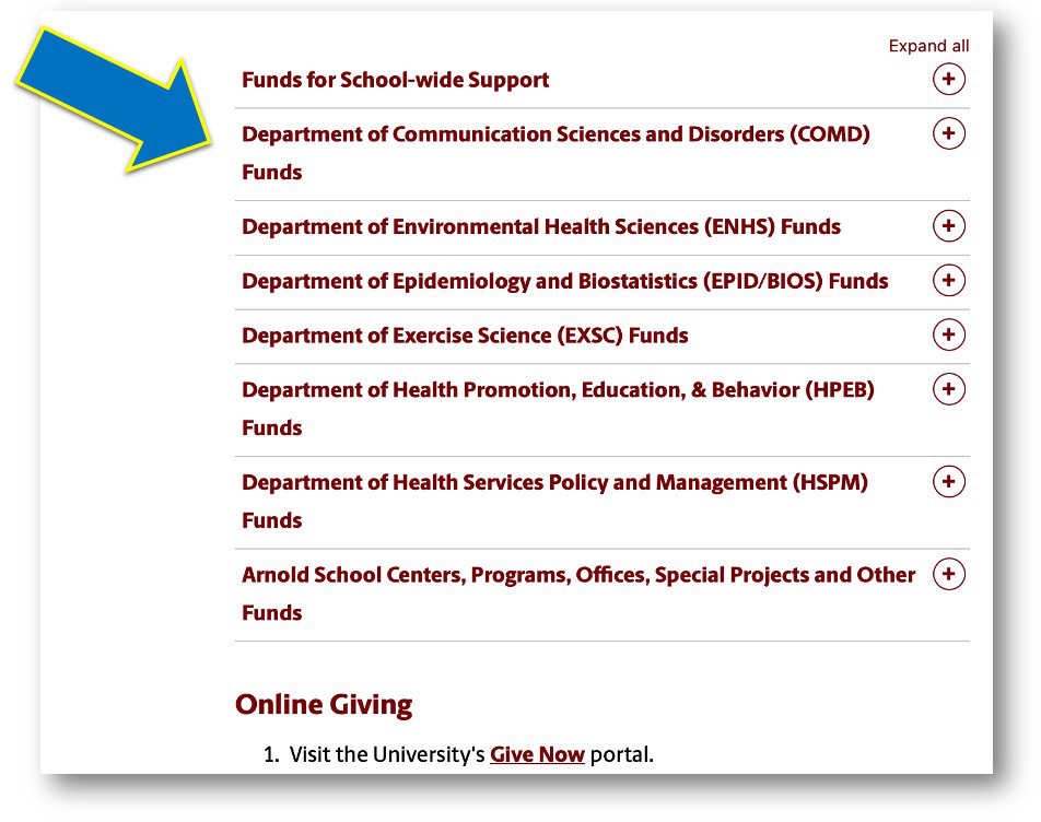 Image of selecting COMD funds from a list