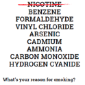 List of cigarette ingredients with nicotine crossed out