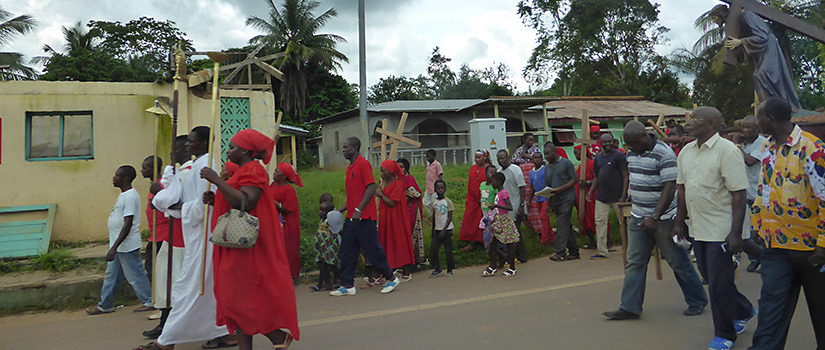 Religious parade in Equatorial Guinea.