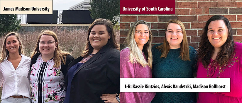 Advanced Standing Master of Social Work Students at James Madison University and the College of Social Work from left to right: Kassie Kintzios, Alexis Kandetzki and Madison Bollhorst.