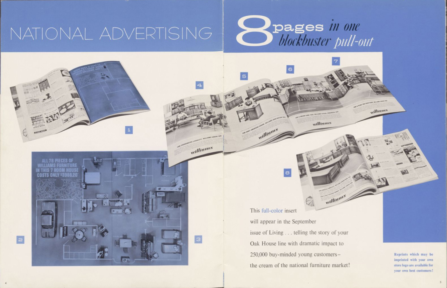 This advertisement, dating from roughly 1963, instructs retailers on how to display the company’s “Oak House” suite in a showroom.