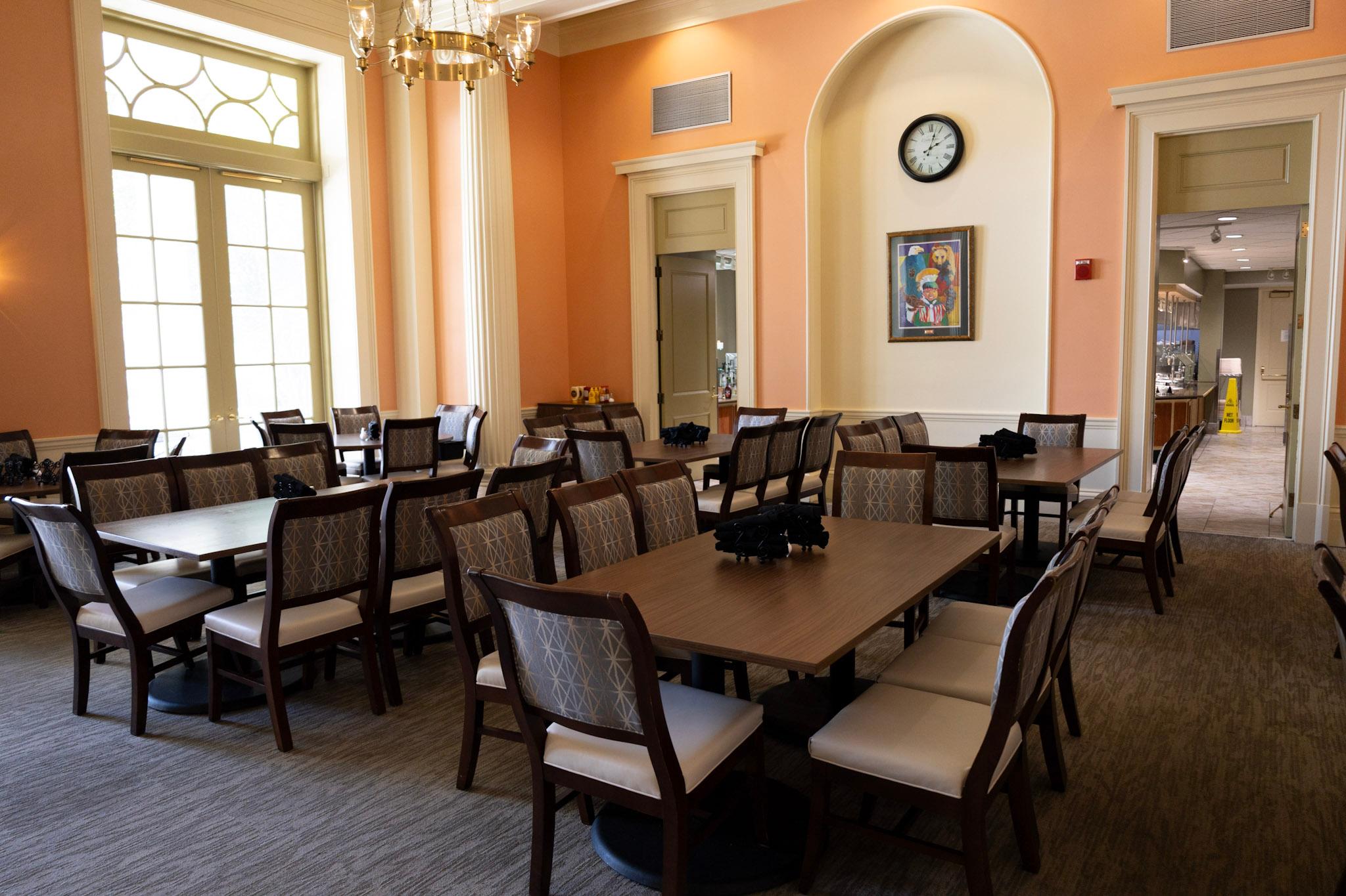 The dining room of the National Advocacy Center next to the buffet restaurant.