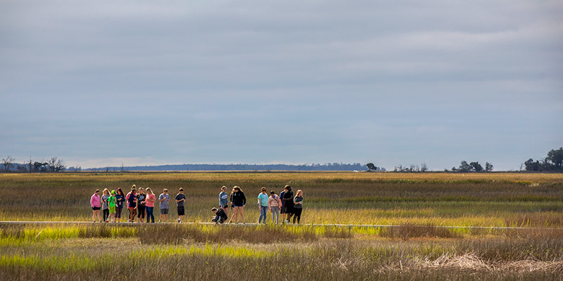 St. James Middle School Science Club exploring estuary at Hobcaw Barony