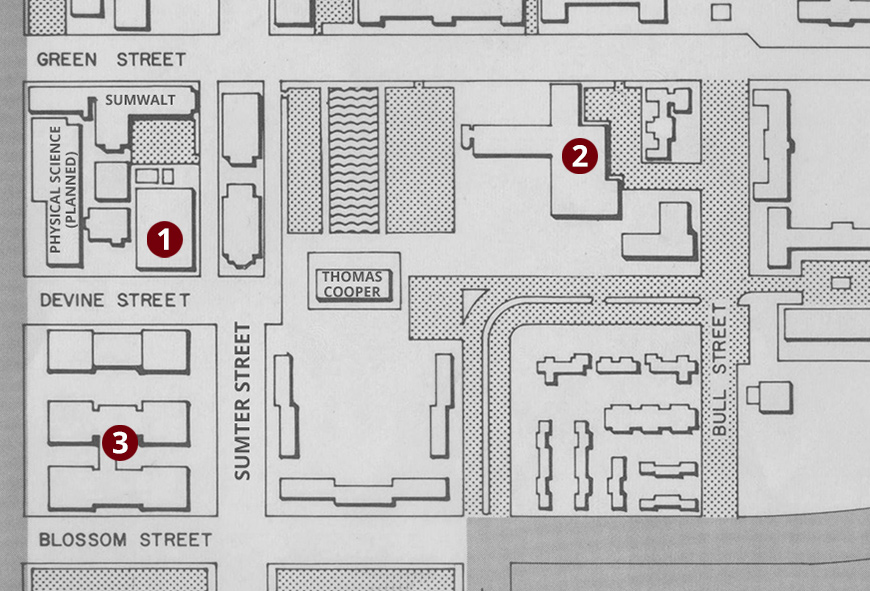 Map of Sumter Street in 1965