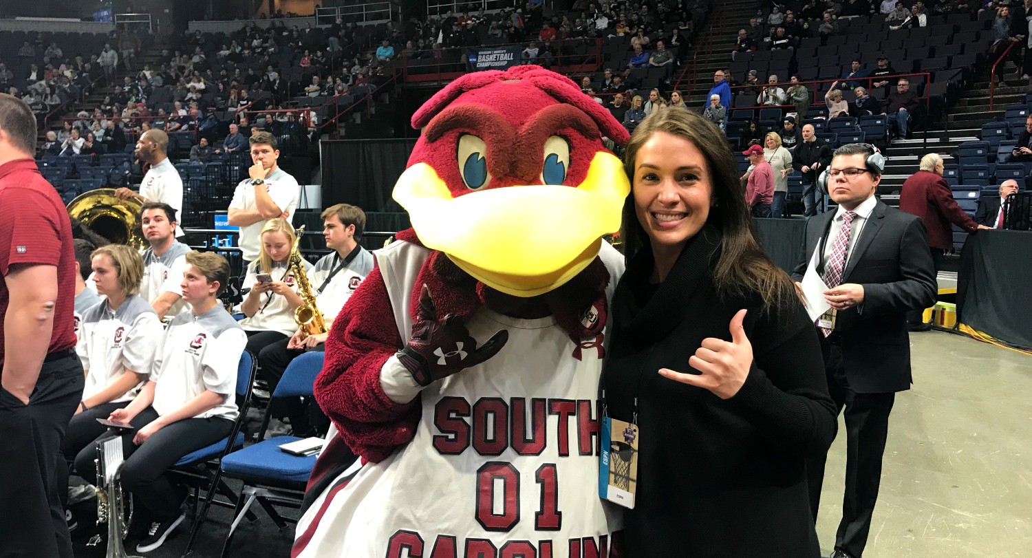 PR graduate and ESPN senior publicist Kimberly Elchlepp with Cocky
