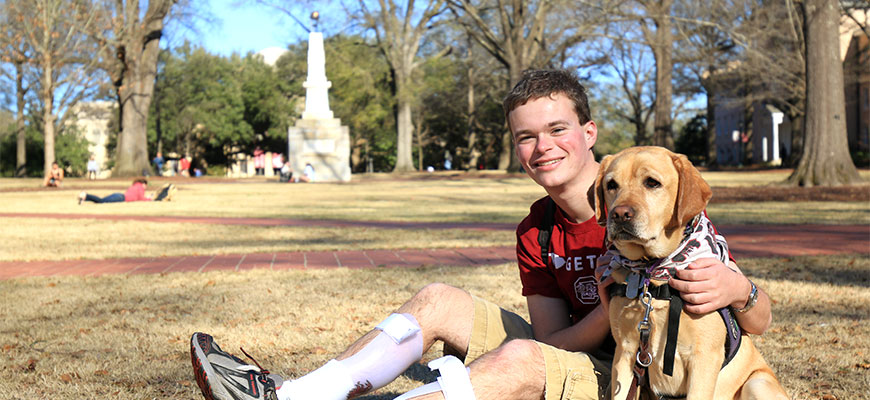 Jory Fleming and his service dog, Daisy