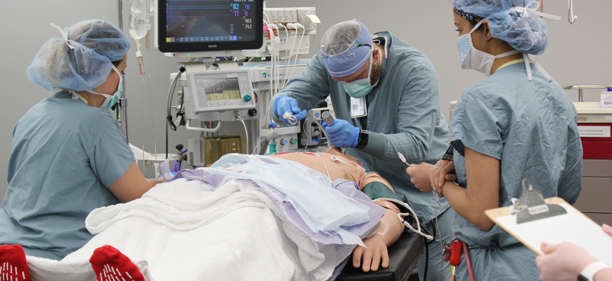 Students in simulation center