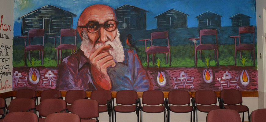 painting of the late education philosopher Paulo Freire 