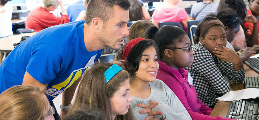 Orangeburg school teacher with students