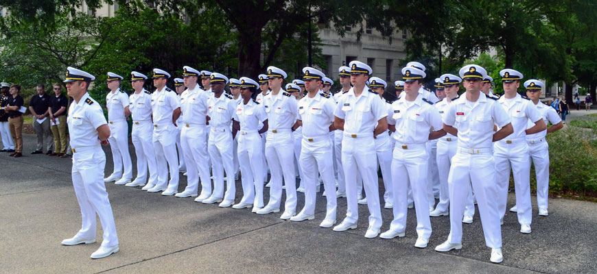 UofSC NROTC battalion in white uniforms