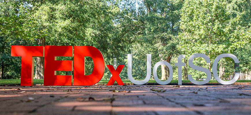 Letters TEDxUofSC on the horseshoe