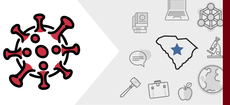 coronavirus graphic with the state of south carolina spotlighted