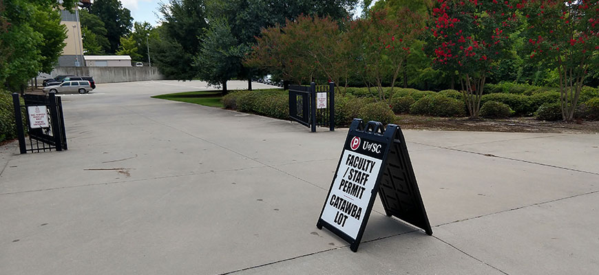 Entrance to the new FS14 lot behind the BioMass Building