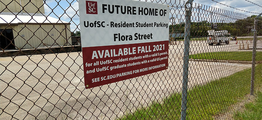 Sign in front of the new Flora St. Resident Student (S30) lot