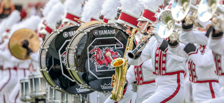 Carolina marching band plays at Williams Brice Stadium