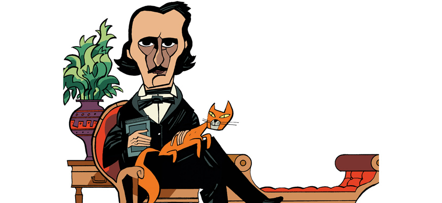 illustration of a man sitting in a chair holding a cat