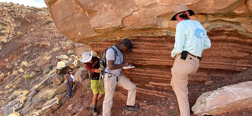 Students reconstruct geologic histories on a geology field camp.