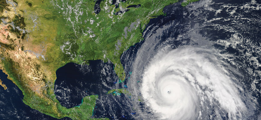 satellite image of hurricane over North America