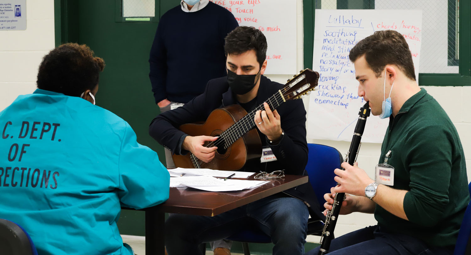 School of Music faculty and students work with mothers at the Camille Graham Correctional Institution through a program called The Lullaby Project, which is a project of Carnegie Hall and their Weill Music Institute.