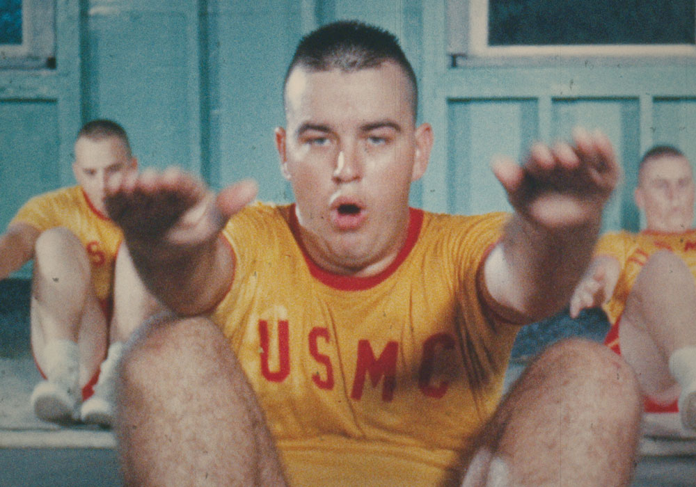 MIRC image of a marine doing sit-ups.