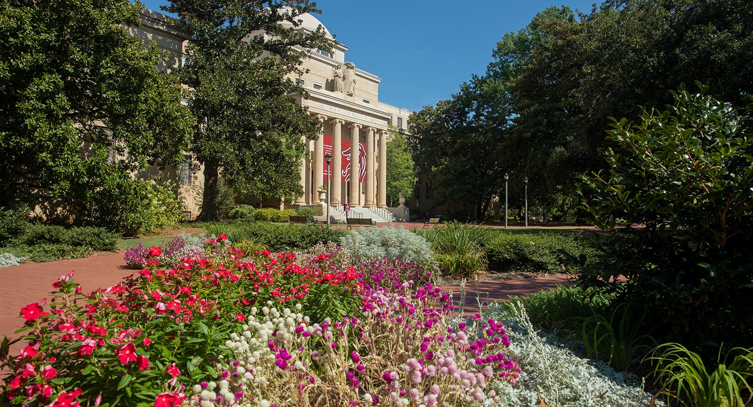 Flowers in front of the McKissick Museum