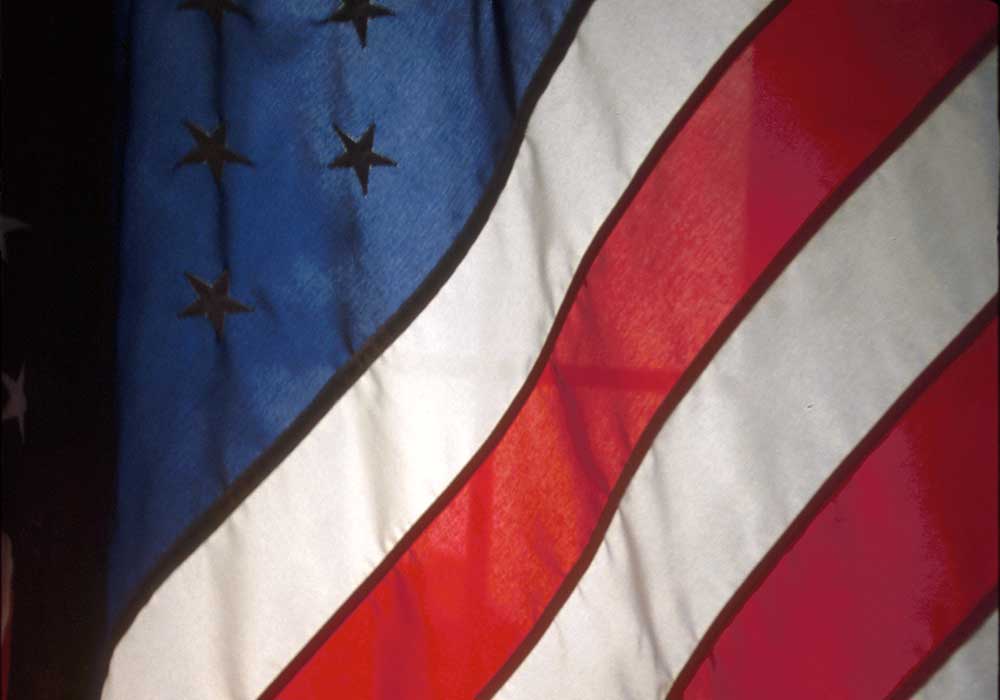 Close up of a portion of the American flag