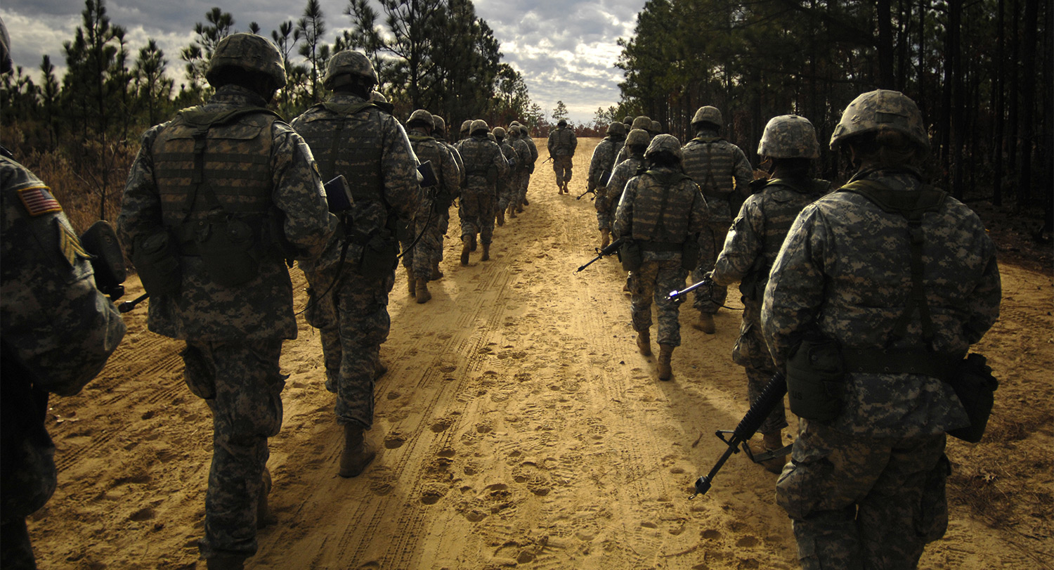 Army trainees running at Fort Jackson