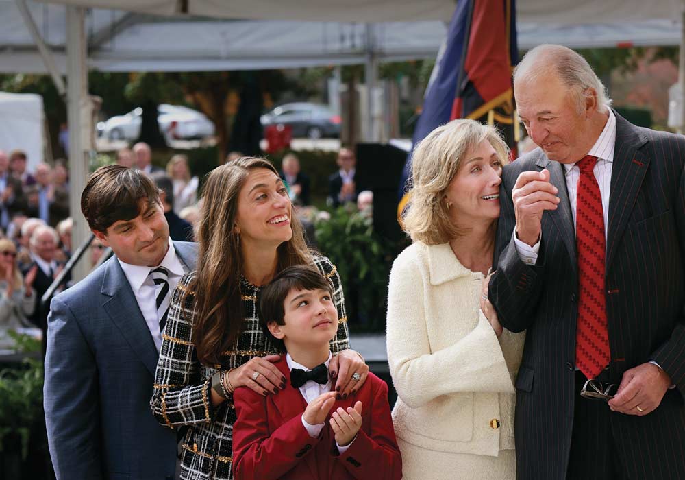 Joe Rice with his family during the dedication of the Law School in his honor.