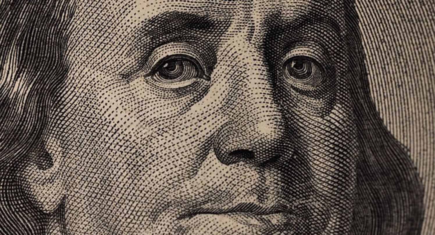 Illustration detail from $100 bill