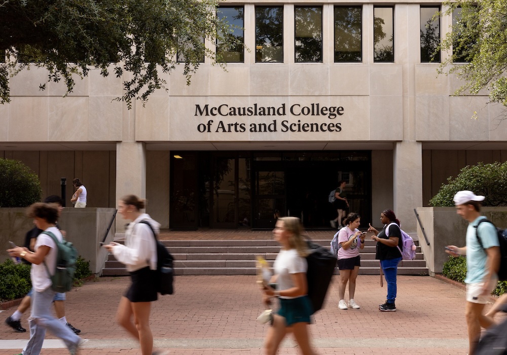 sign that reads mccausland college of arts and sciences
