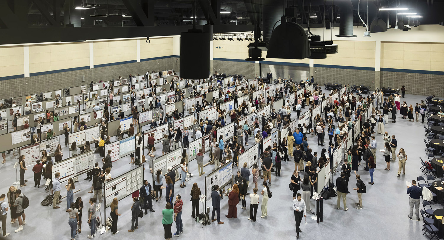 Overhead view of the Discover USC conference presentation area.