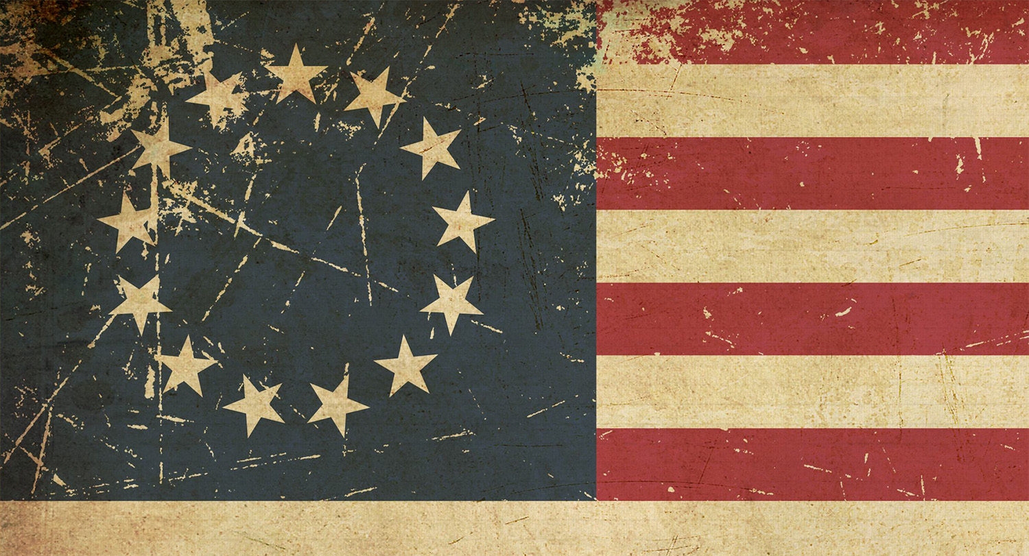 A thumbnail image depicting a portion of an early version of the American flag.