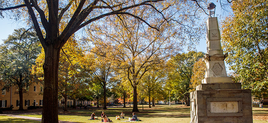 The Maxcy monument stands right of center