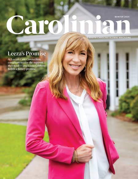 Cover of the Carolinian magazine featuring an illustration of an artist sitting in front of an easel.