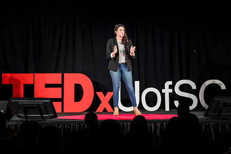 speaker on the tedx stage