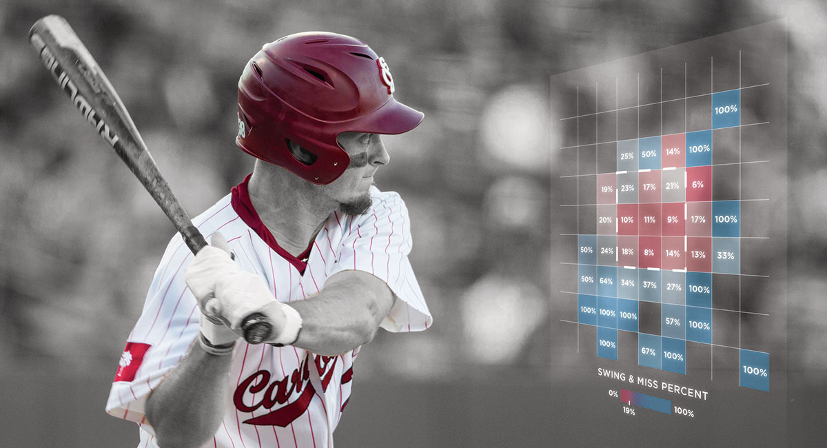 baseball player with bat and overlay of graphical data