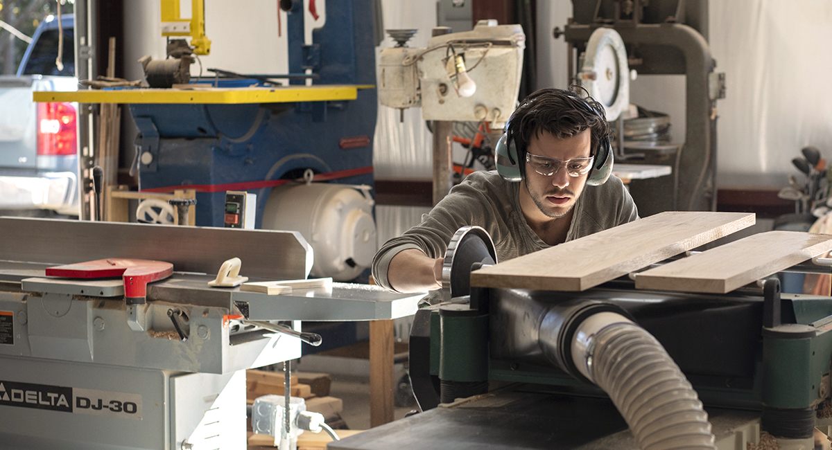 student working in the shop