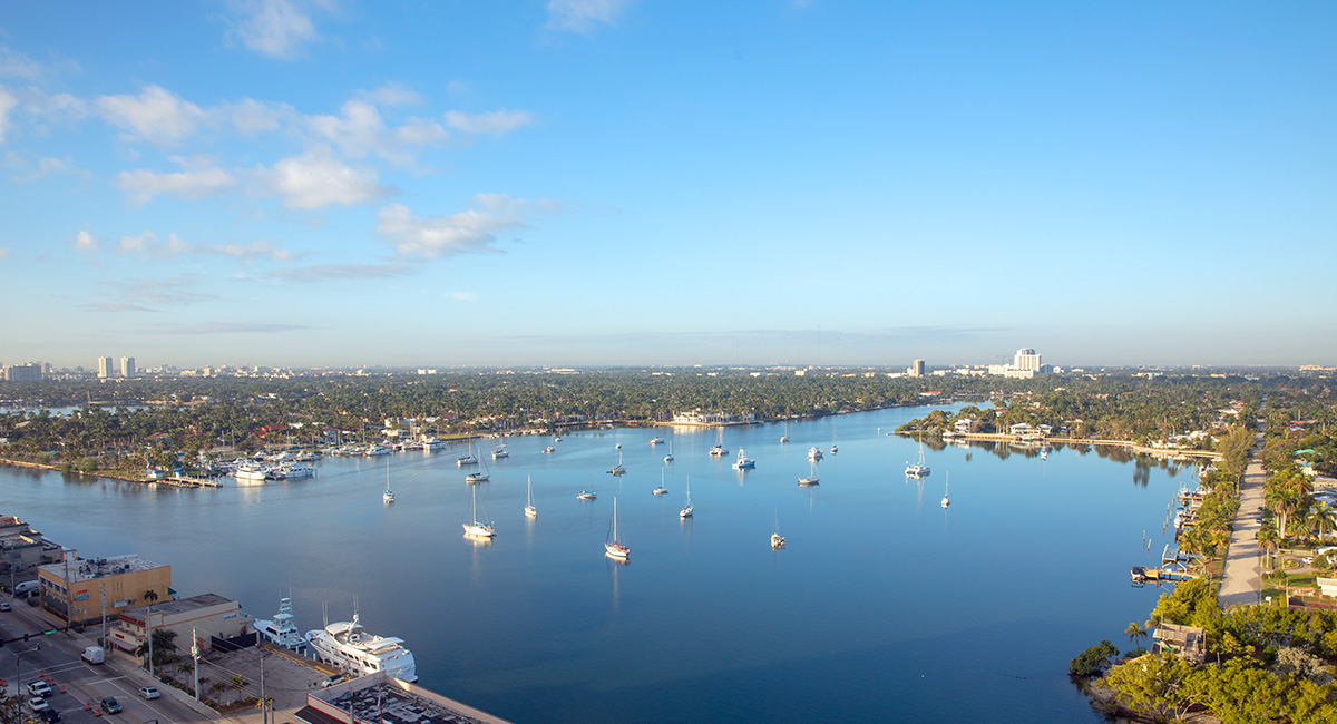 balcony view of the inlet with boats in the water