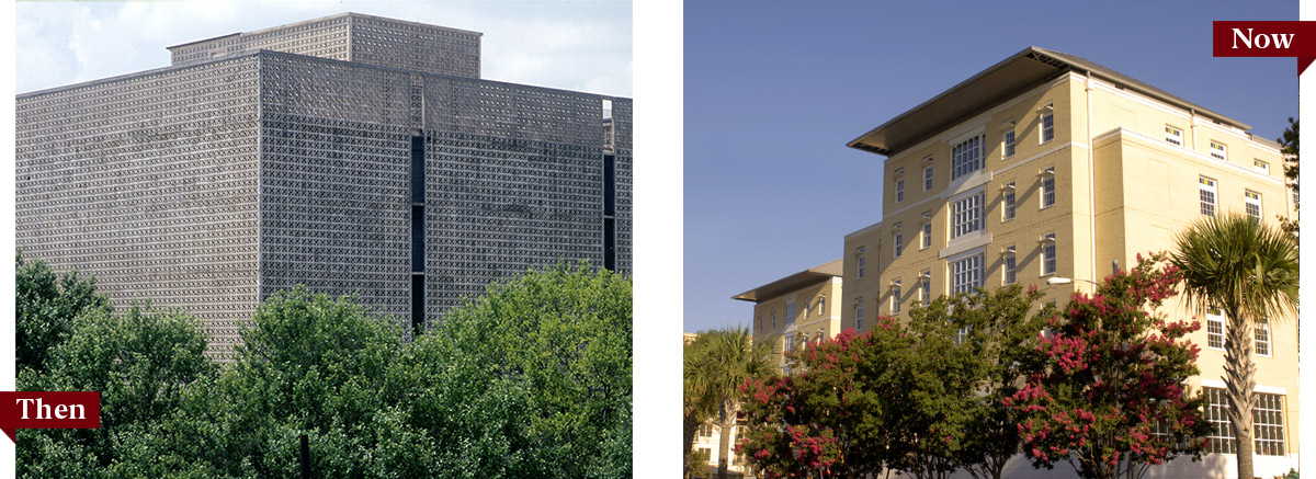 old honeycomb towers and the new honors residence hall 