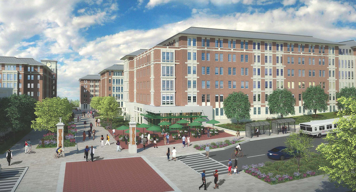 rendering of the new campus village project