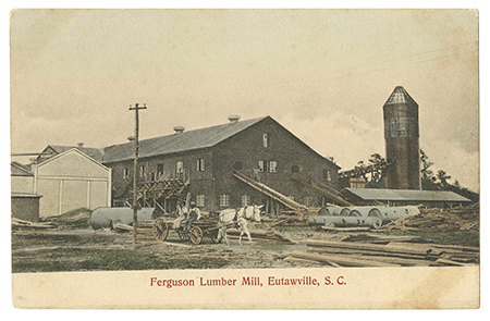 historical postcard of the Ferguson lumber mill