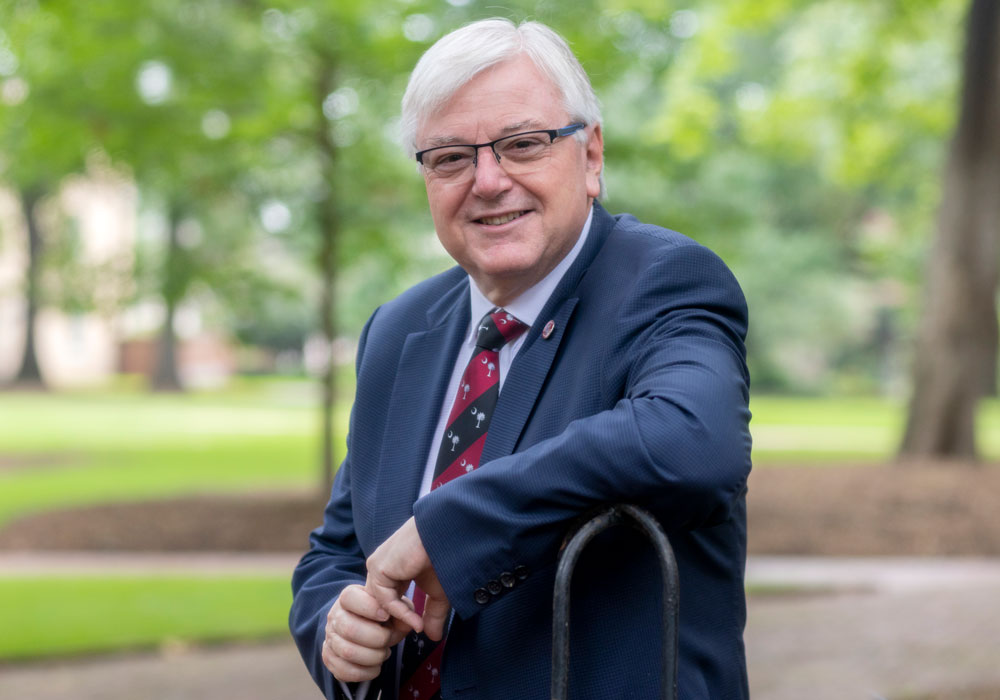 President Michael Amiridis on the USC horseshoe.