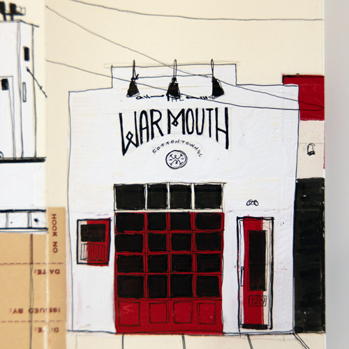 artist sketch of the war mouth restaurant front