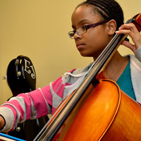 Student playing cello.