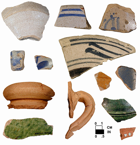 A variety of pottery shards
