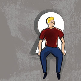 illustration of person sitting on a lock